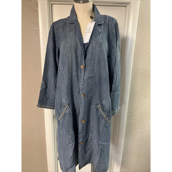 NWT Women’s Large Denim Jean Jacket Hand Embroidered By Kyla Seo Caite